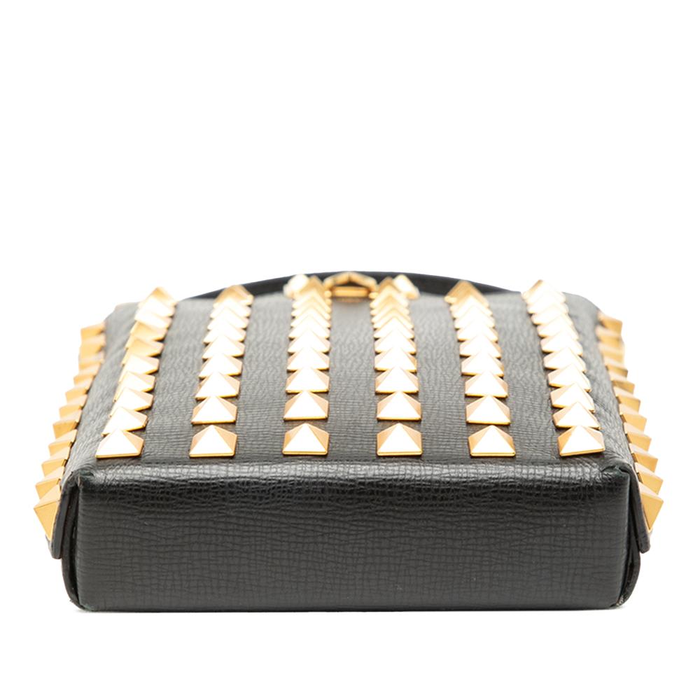 Valentino B Valentino Black Calf Leather Rockstud Alcove Smartphone Case Italy