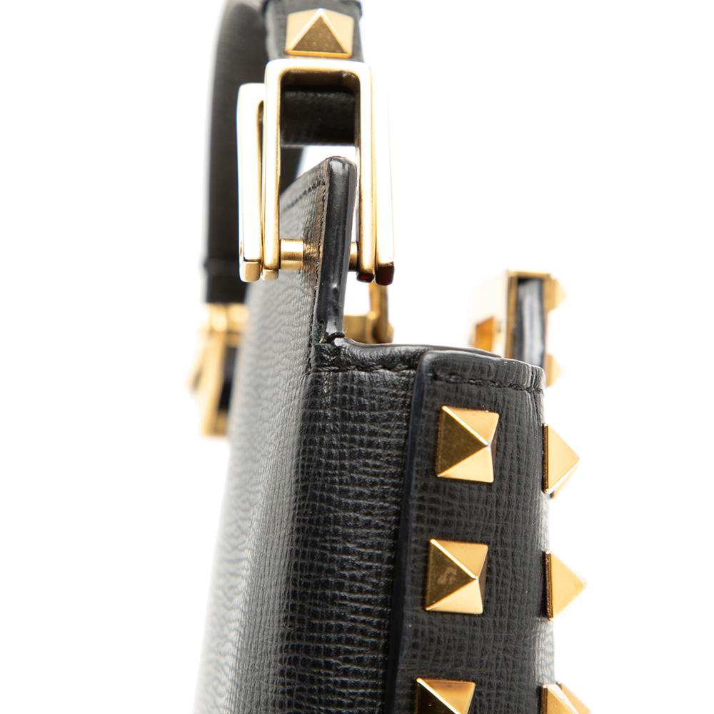 Valentino B Valentino Black Calf Leather Rockstud Alcove Smartphone Case Italy