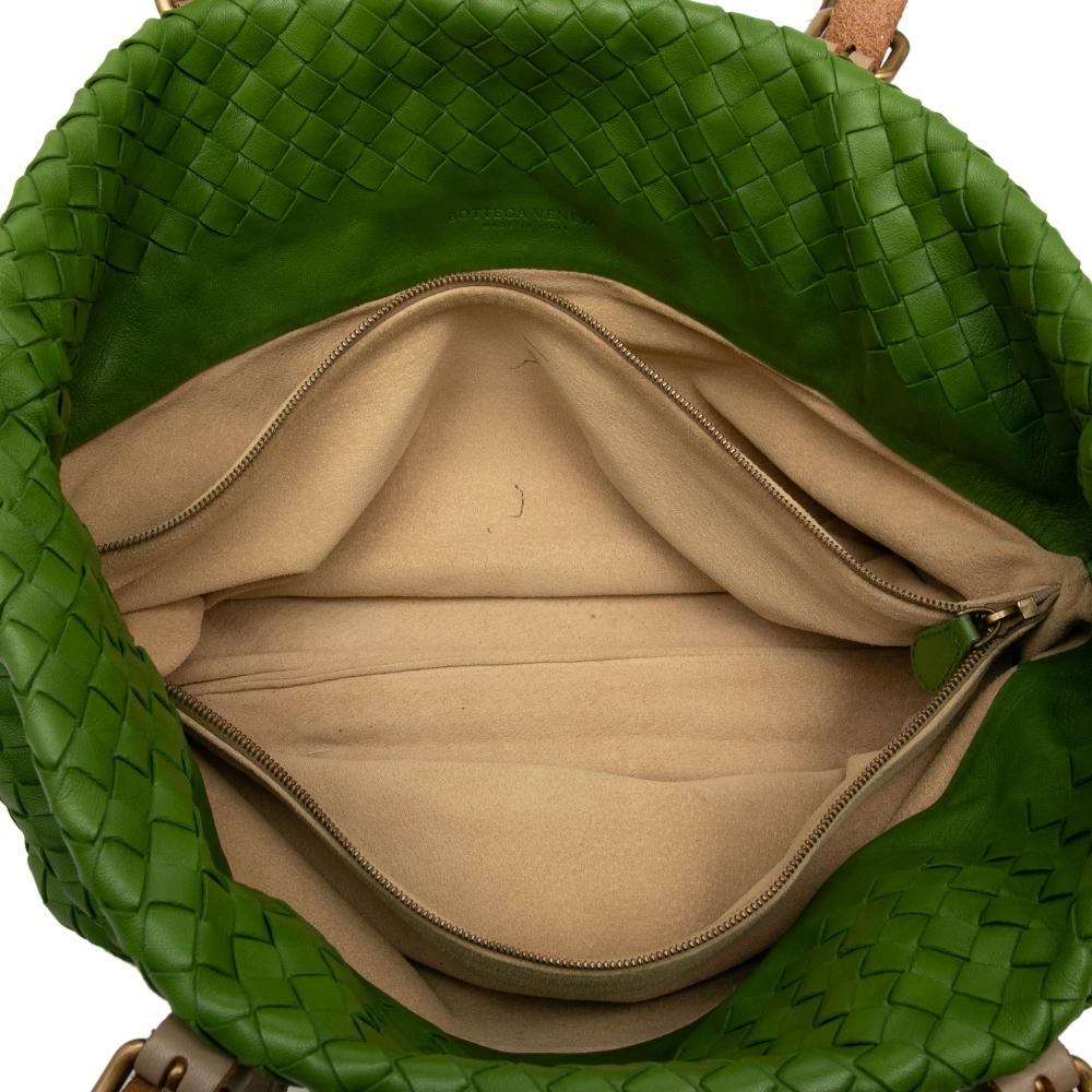 Bottega Veneta B Bottega Veneta Green Nappa Leather Leather Nappa Intrecciato Marquise Flower Tote Italy