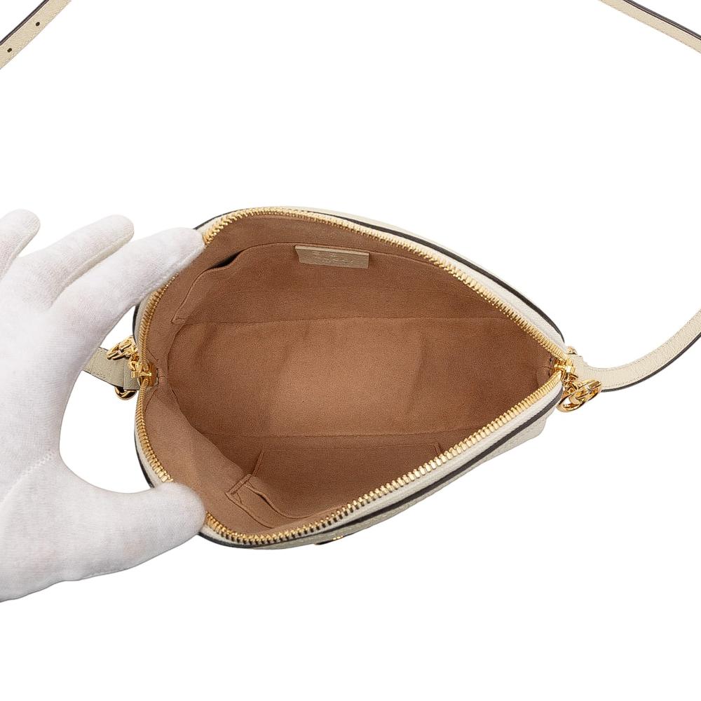 Gucci AB Gucci White Calf Leather Small skin Ophidia Dome Crossbody Italy