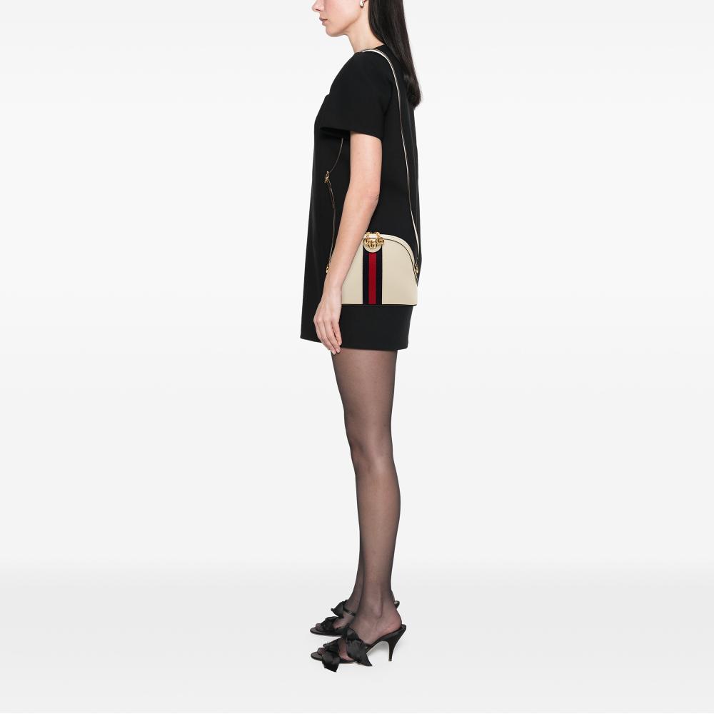 Gucci AB Gucci White Calf Leather Small skin Ophidia Dome Crossbody Italy