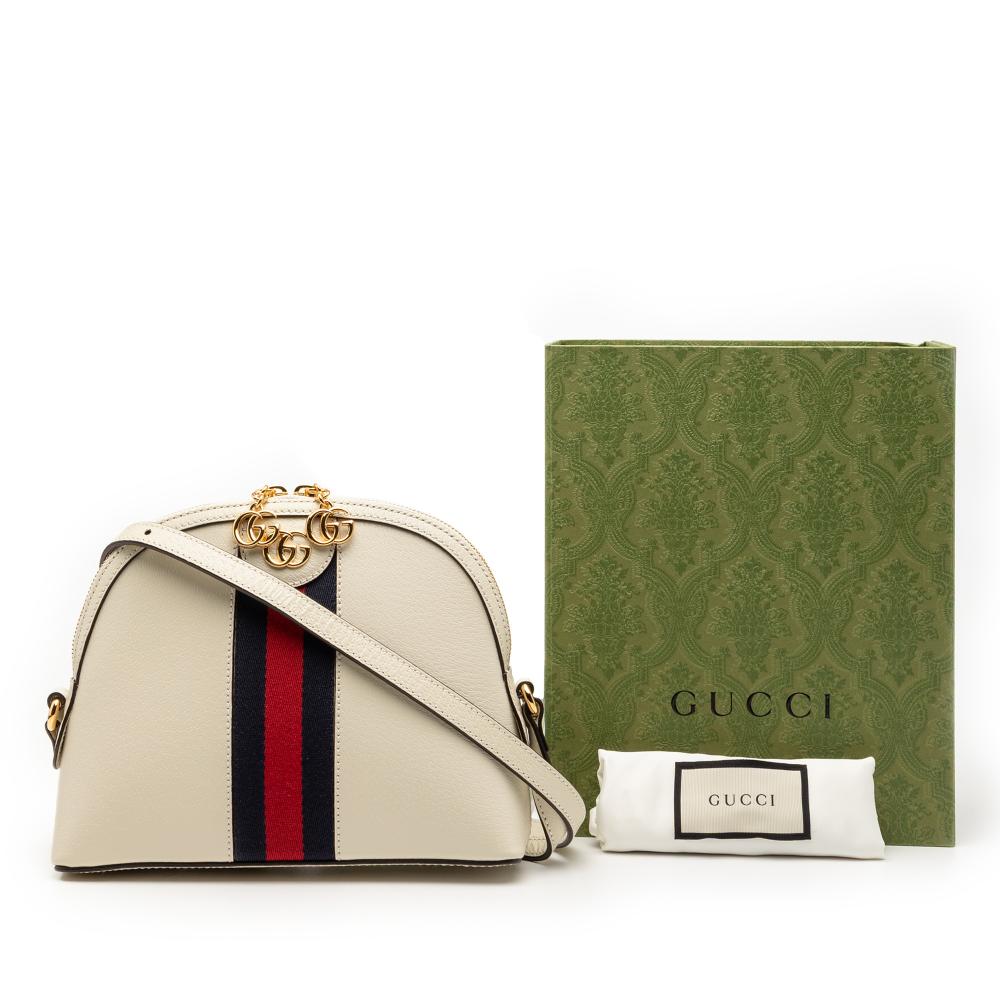 Gucci AB Gucci White Calf Leather Small skin Ophidia Dome Crossbody Italy