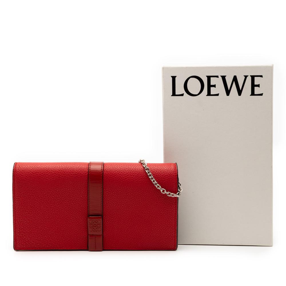 Loewe AB LOEWE Red Calf Leather Pebbled skin Wallet on Chain Spain