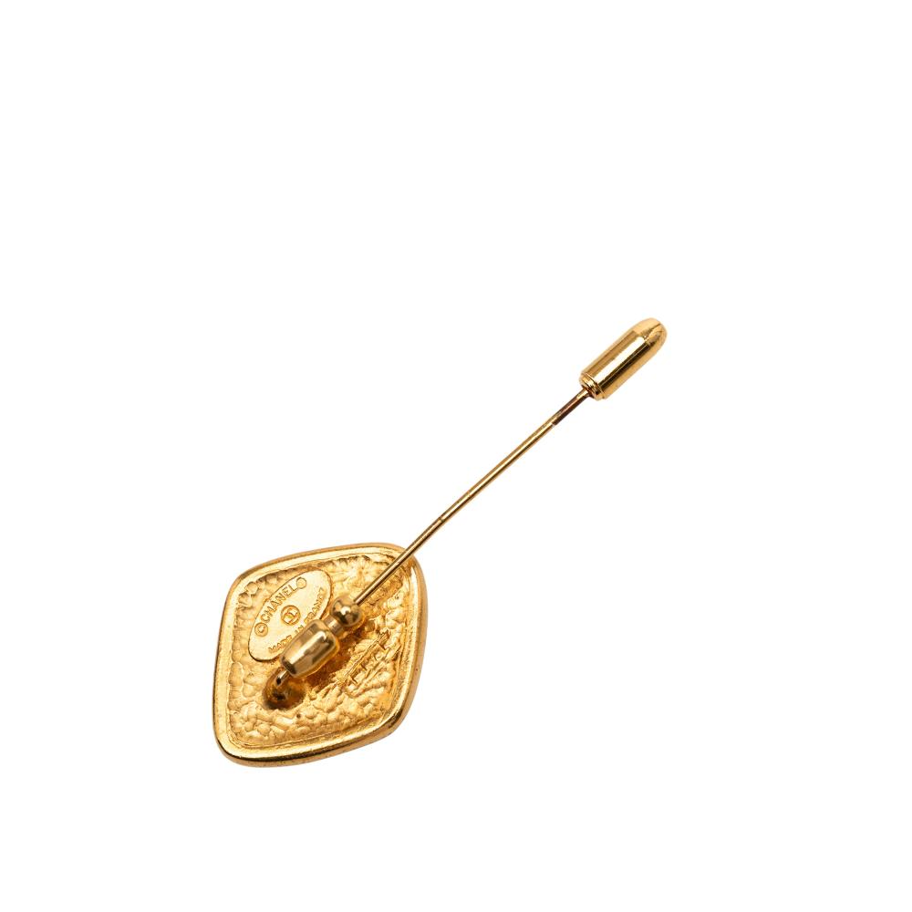 Chanel AB Chanel Gold Gold Plated Metal Lattice Diamond Pin Brooch France