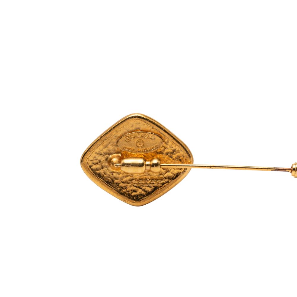 Chanel AB Chanel Gold Gold Plated Metal Lattice Diamond Pin Brooch France