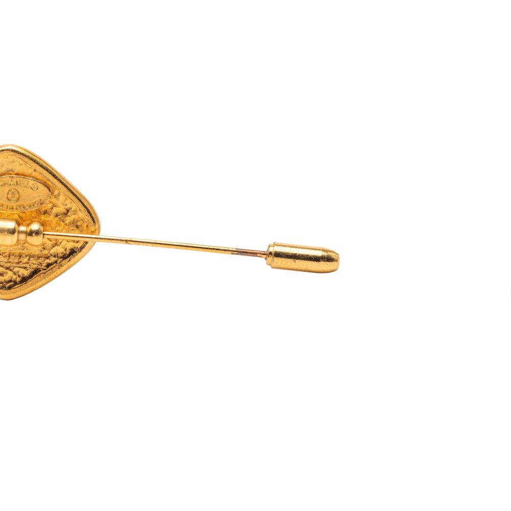 Chanel AB Chanel Gold Gold Plated Metal Lattice Diamond Pin Brooch France