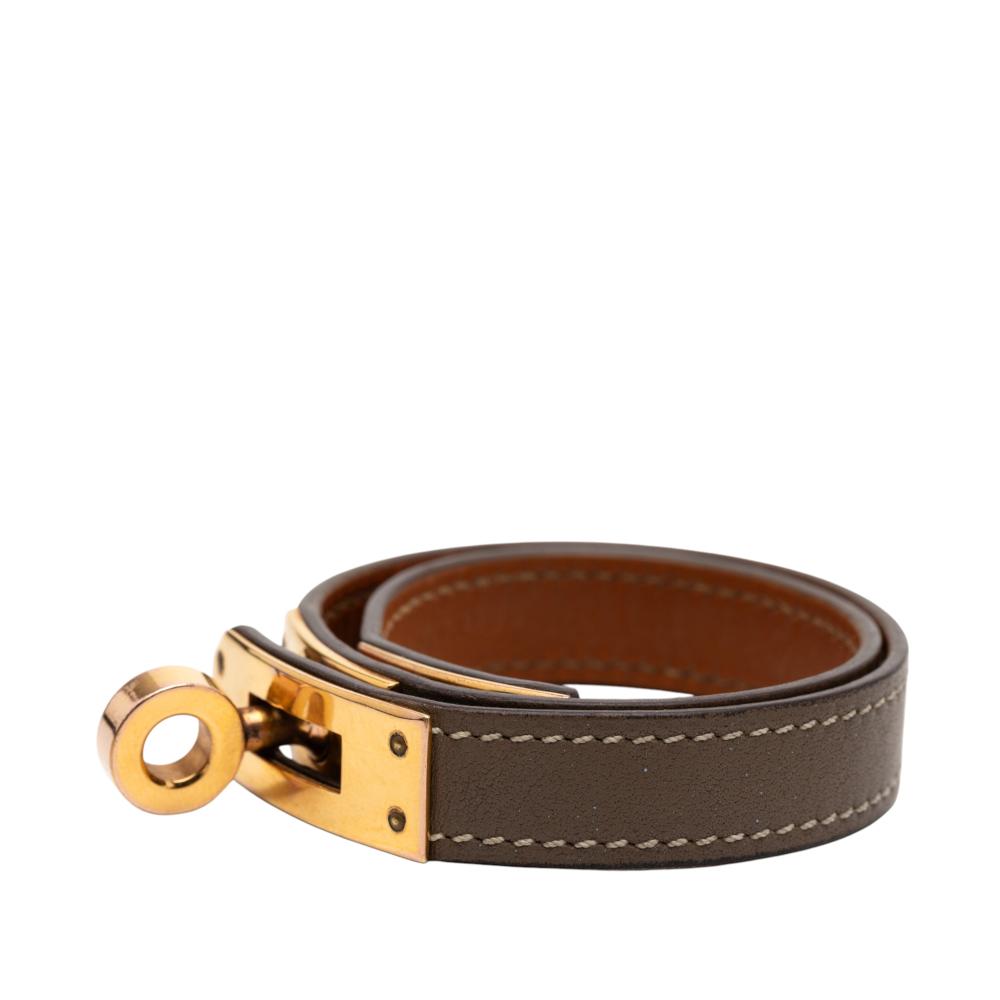 Hermès B Hermès Brown Dark Brown Calf Leather Kelly Double Tour Bracelet France