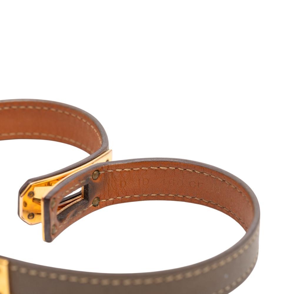 Hermès B Hermès Brown Dark Brown Calf Leather Kelly Double Tour Bracelet France