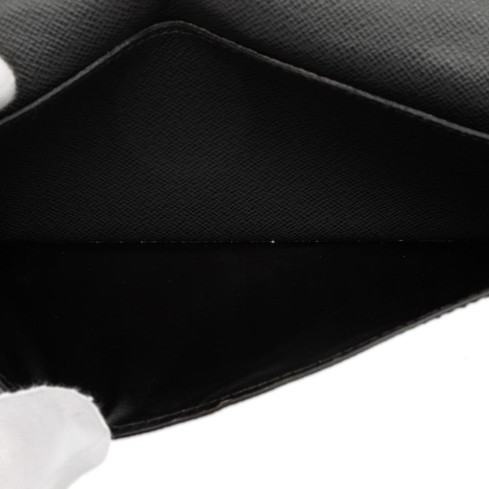 Louis Vuitton B Louis Vuitton Black Taiga Leather Leather Taiga Brazza Wallet France
