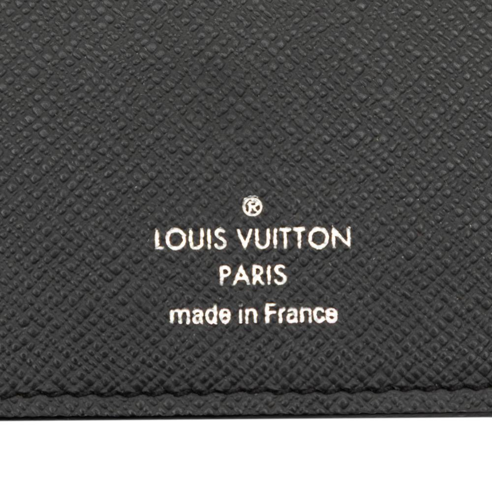 Louis Vuitton B Louis Vuitton Black Taiga Leather Leather Taiga Brazza Wallet France