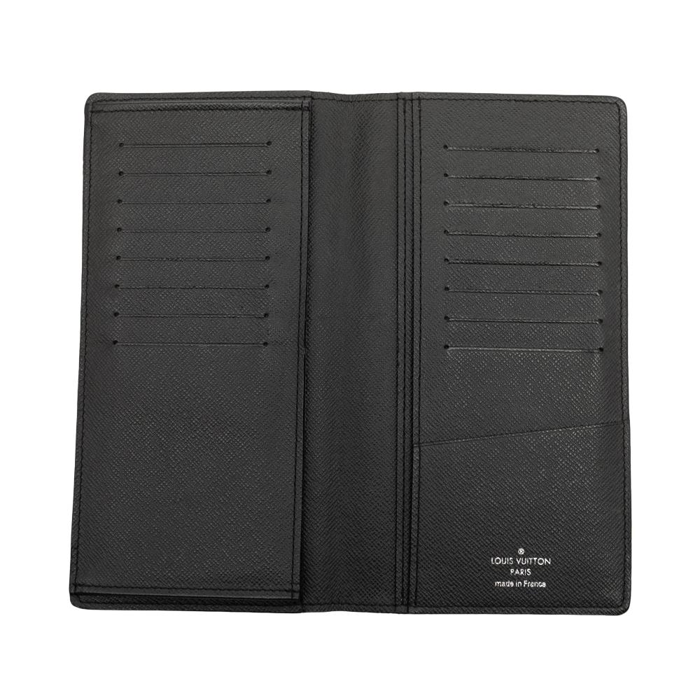 Louis Vuitton B Louis Vuitton Black Taiga Leather Leather Taiga Brazza Wallet France