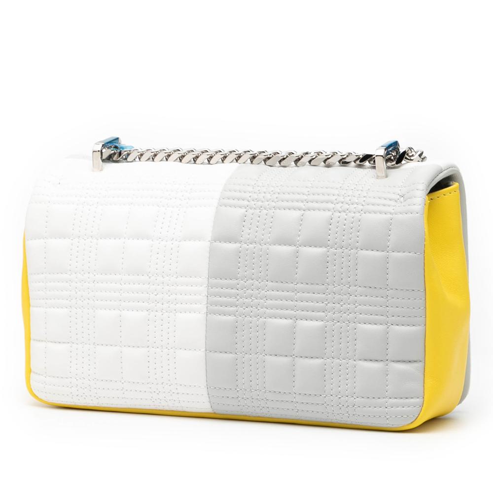 Burberry AB Burberry White Lambskin Leather Leather Small Tricolor Quilted Lambskin Lola Crossbody Italy