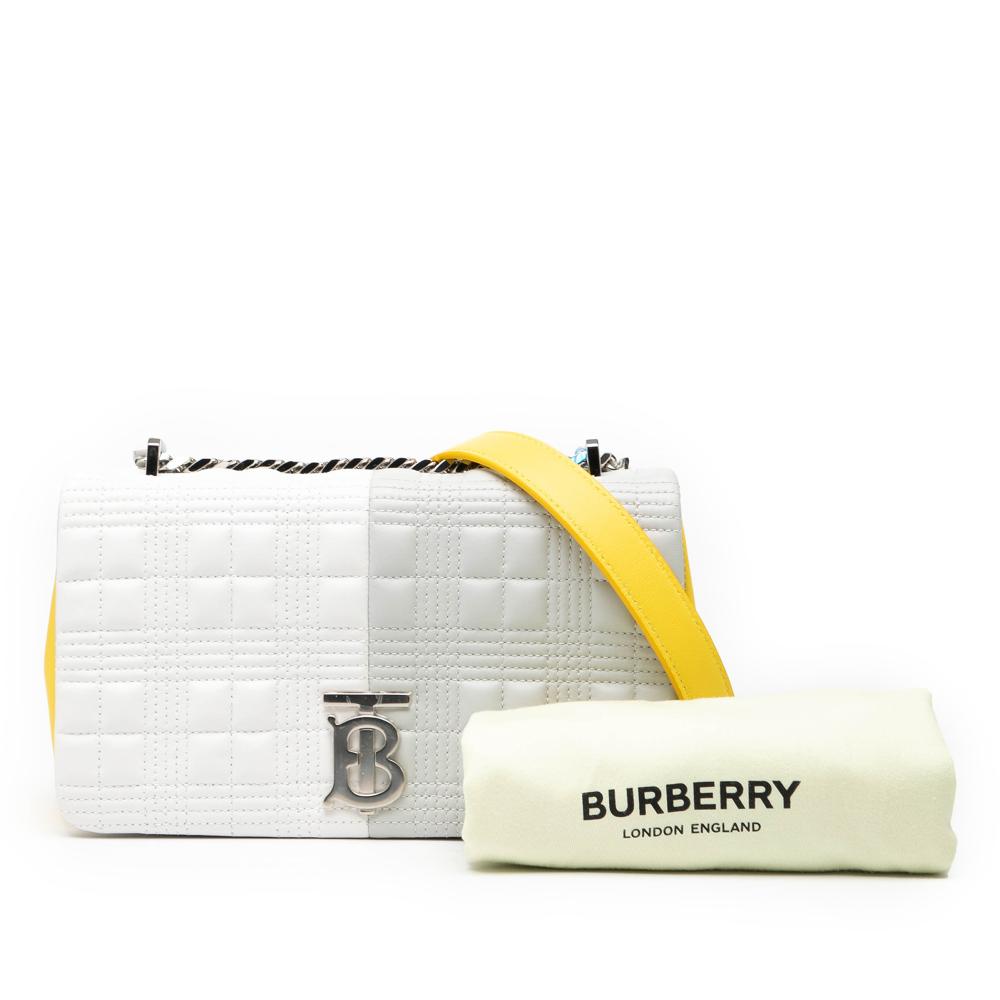 Burberry AB Burberry White Lambskin Leather Leather Small Tricolor Quilted Lambskin Lola Crossbody Italy