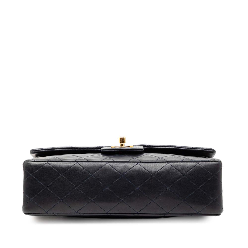 Chanel B Chanel Blue Navy Lambskin Leather Leather Medium Classic Lambskin Double Flap France