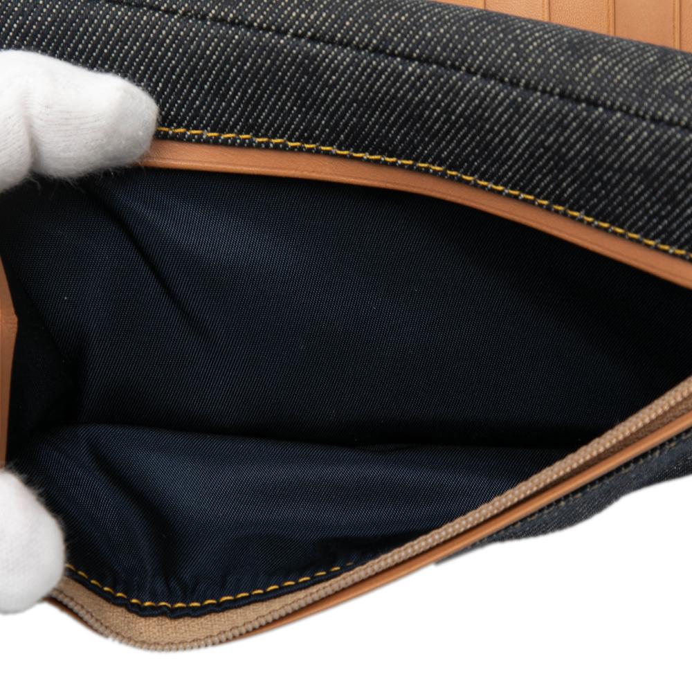 Christian Dior B Dior Blue Denim Denim Fabric Saddle Trifold Continental Wallet Italy