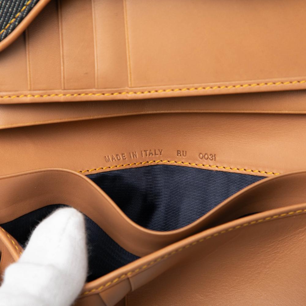 Christian Dior B Dior Blue Denim Denim Fabric Saddle Trifold Continental Wallet Italy