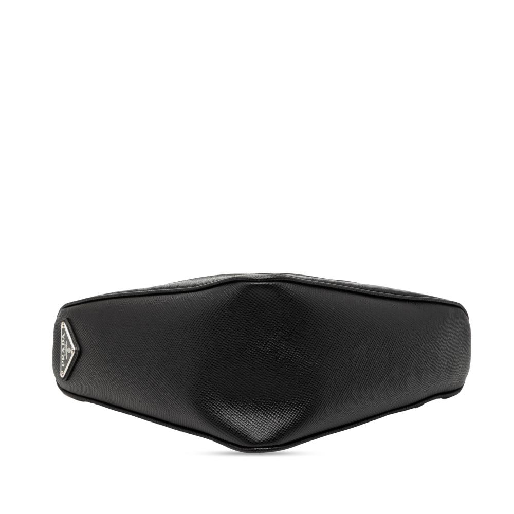 Prada AB Prada Black Saffiano Leather Triangle Logo Crossbody Italy