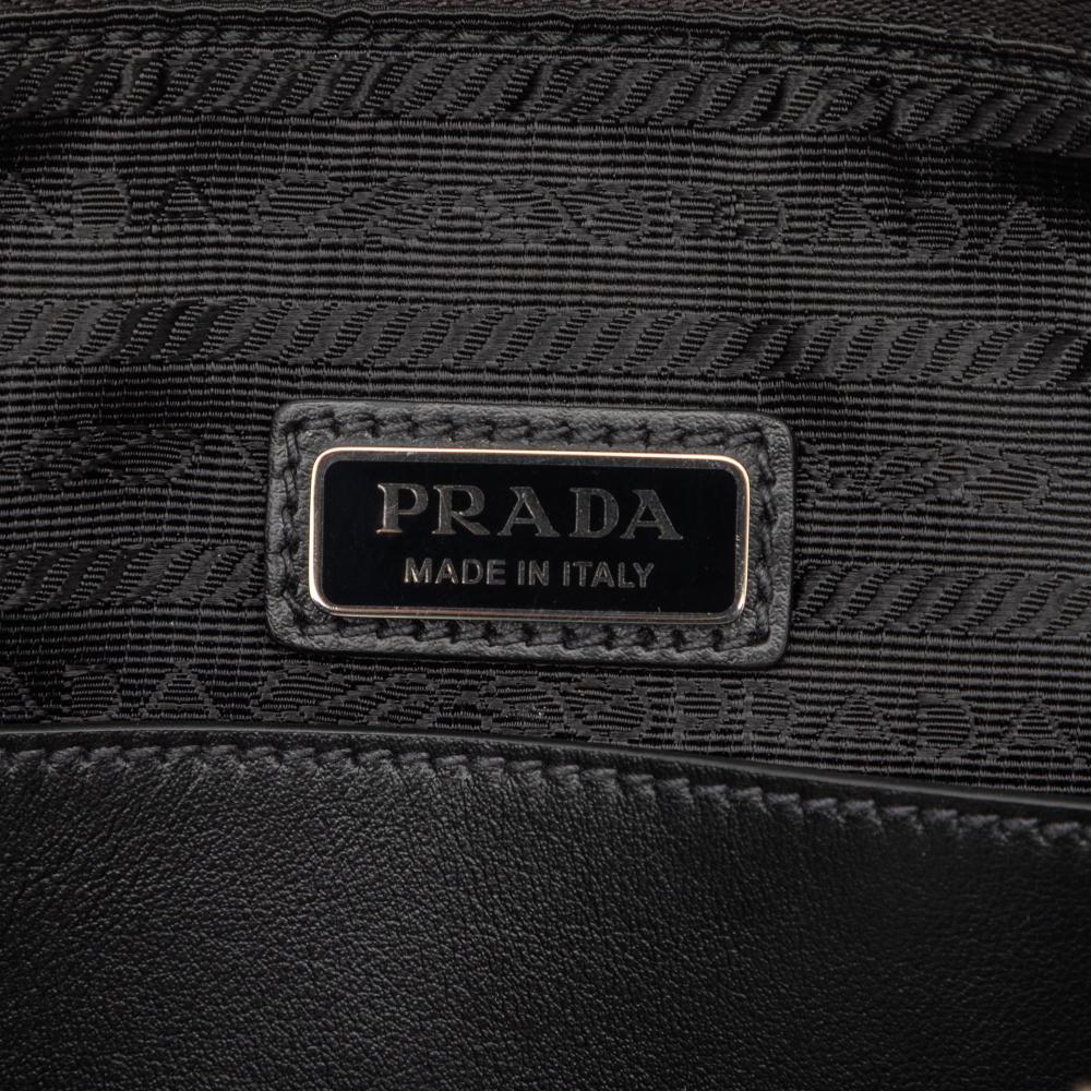 Prada AB Prada Black Saffiano Leather Triangle Logo Crossbody Italy