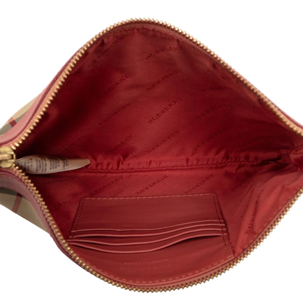 Burberry B Burberry Brown Beige with Pink Canvas Fabric Haymarket Check Peyton Crossbody Italy