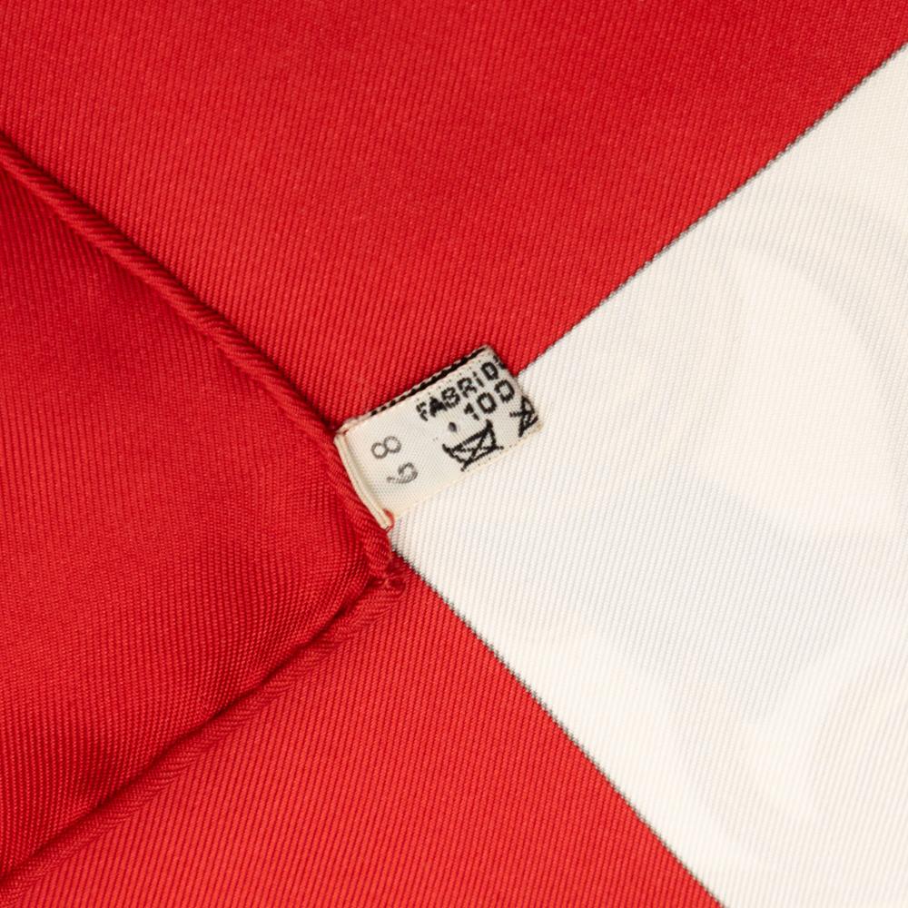 Hermès AB Hermès White Ivory with Red Silk Fabric Brides de Gala Scarf France