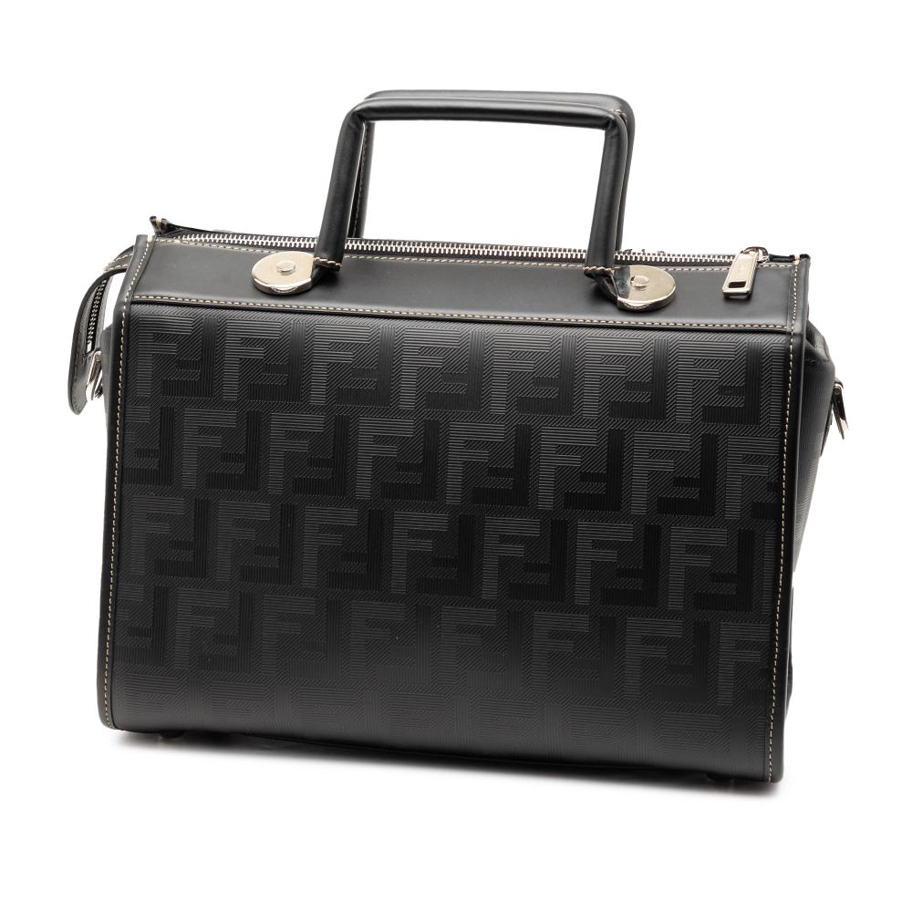 Fendi B Fendi Black Coated Canvas Fabric Zucca Soft Trunk Satchel Italy