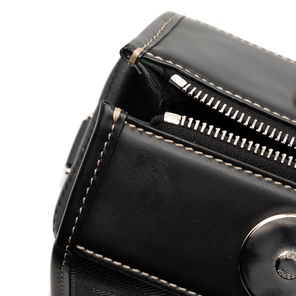 Fendi B Fendi Black Coated Canvas Fabric Zucca Soft Trunk Satchel Italy