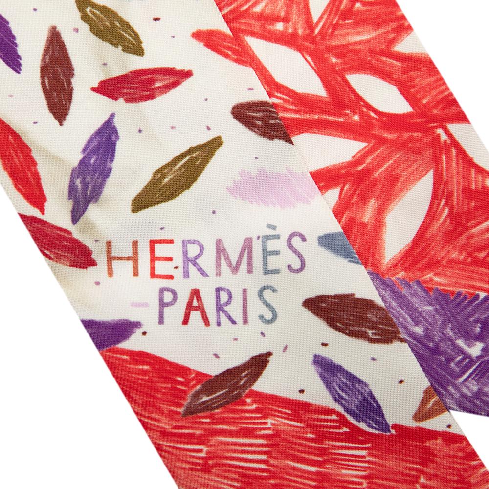 Hermès B Hermès Purple with Multi Silk Fabric Chacun Fait Son Nid Twilly Scarf France