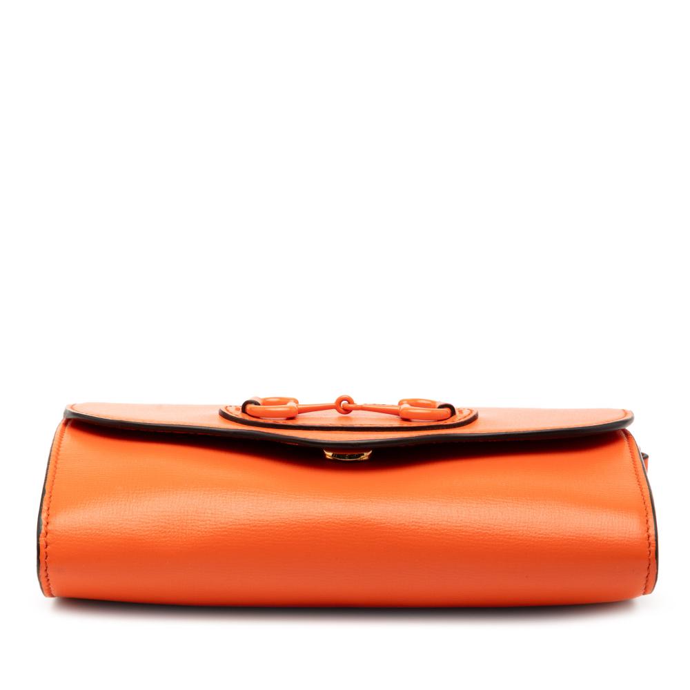 Gucci B Gucci Orange Dark Orange Calf Leather Mini Horsebit 1955 Web Crossbody Italy