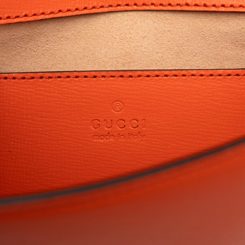 Gucci B Gucci Orange Dark Orange Calf Leather Mini Horsebit 1955 Web Crossbody Italy