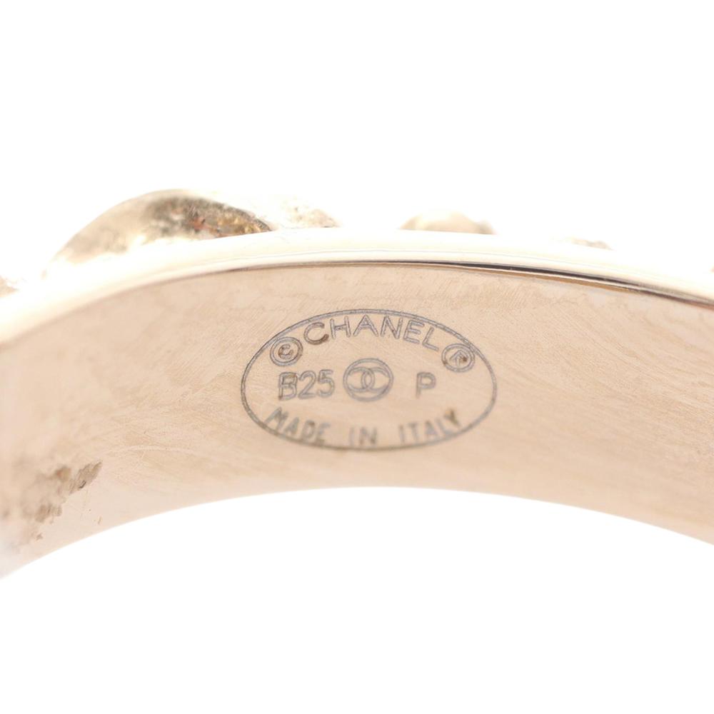 Chanel AB Chanel Gold Gold Plated Metal CC Rhinestones Heart Hoop Earrings France