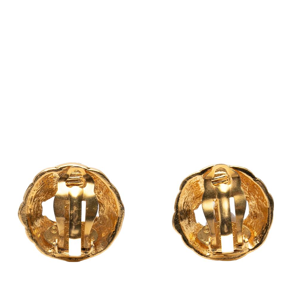 Chanel AB Chanel Gold Gold Plated Metal CC Round Clip On Earrings France