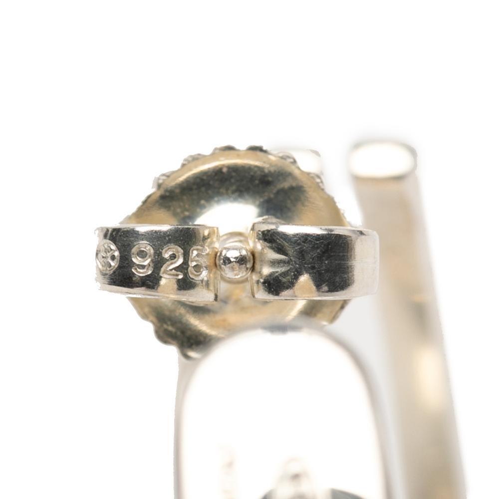 Gucci B Gucci Silver Stainless Steel Metal Sterling Silver Square G Cutout Hoop Earrings Italy