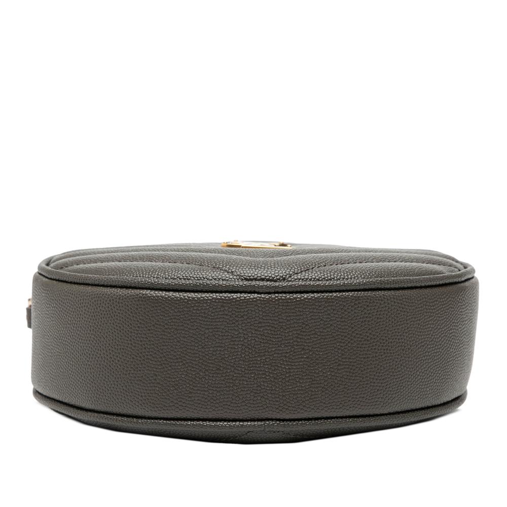 Saint Laurent AB Saint Laurent Gray Dark Gray Calf Leather Grain De Poudre Chevron Round Vinyle Camera Bag Italy
