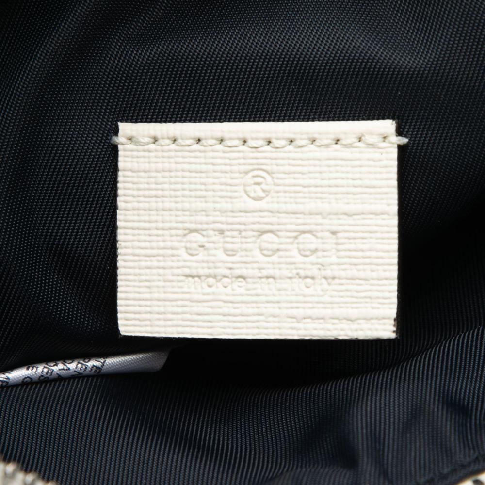 Gucci AB Gucci White with Green Nylon Fabric Merveilleux Strawberry Print Belt Bag Italy