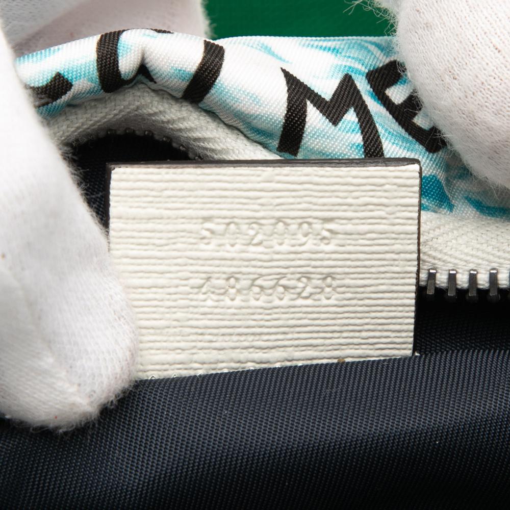 Gucci AB Gucci White with Green Nylon Fabric Merveilleux Strawberry Print Belt Bag Italy