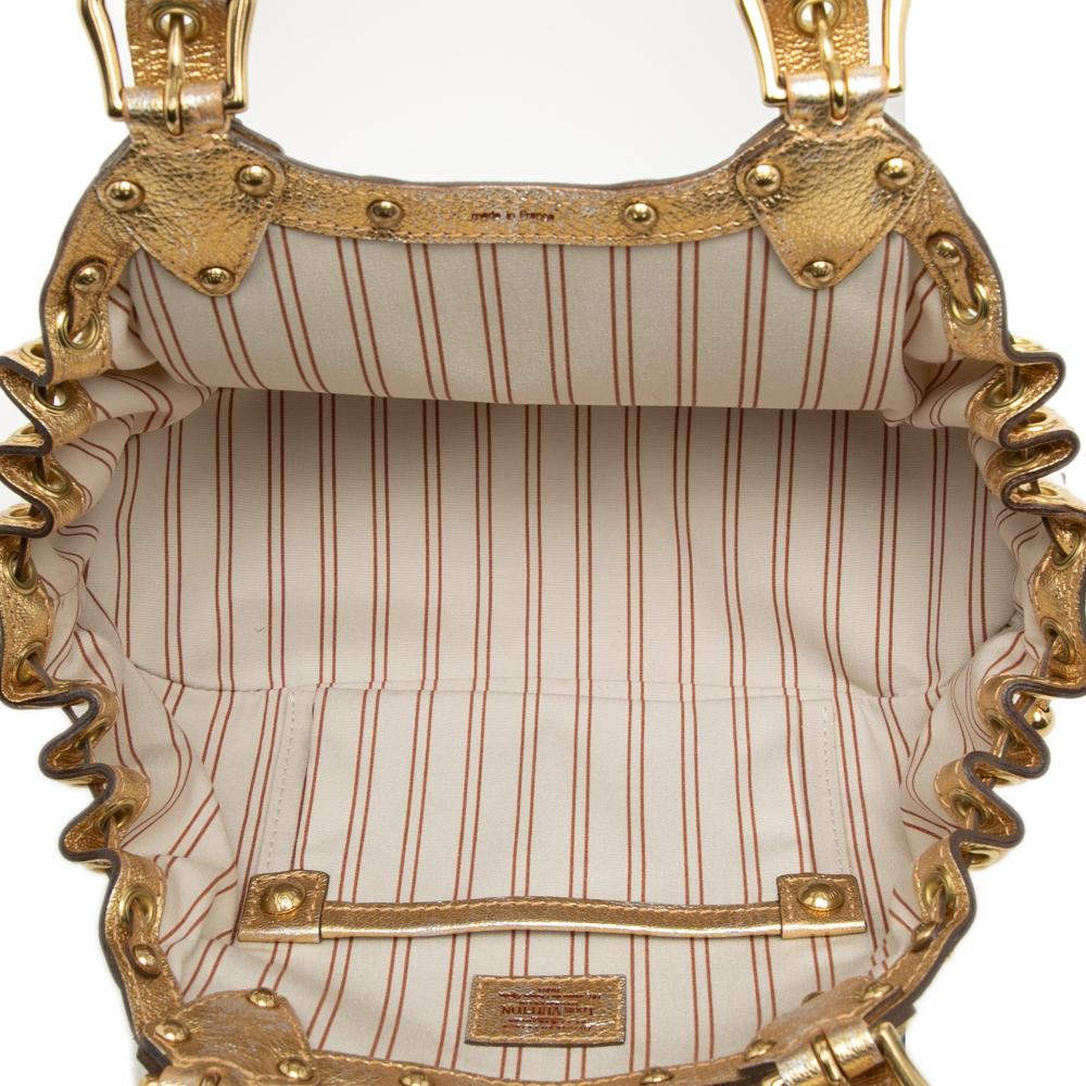 Louis Vuitton B Louis Vuitton White with Gold Canvas Fabric Theda Treanonne GM France