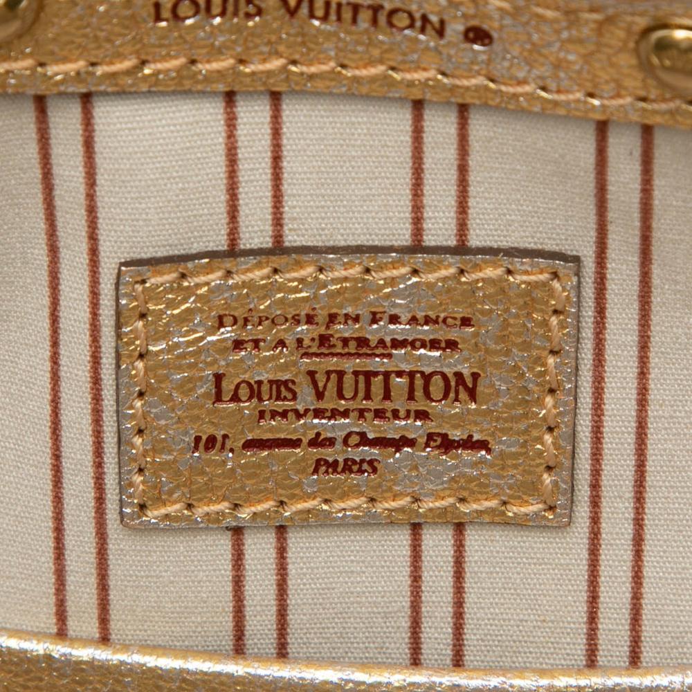 Louis Vuitton B Louis Vuitton White with Gold Canvas Fabric Theda Treanonne GM France