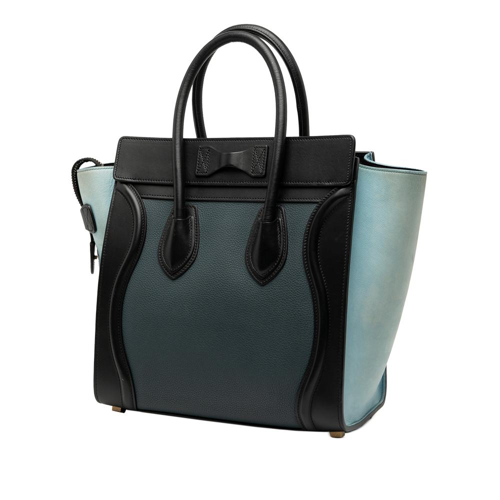 Celine B Celine Blue Dark Blue Calf Leather Micro Tricolor Nubuck and Drummed skin Luggage Tote Italy