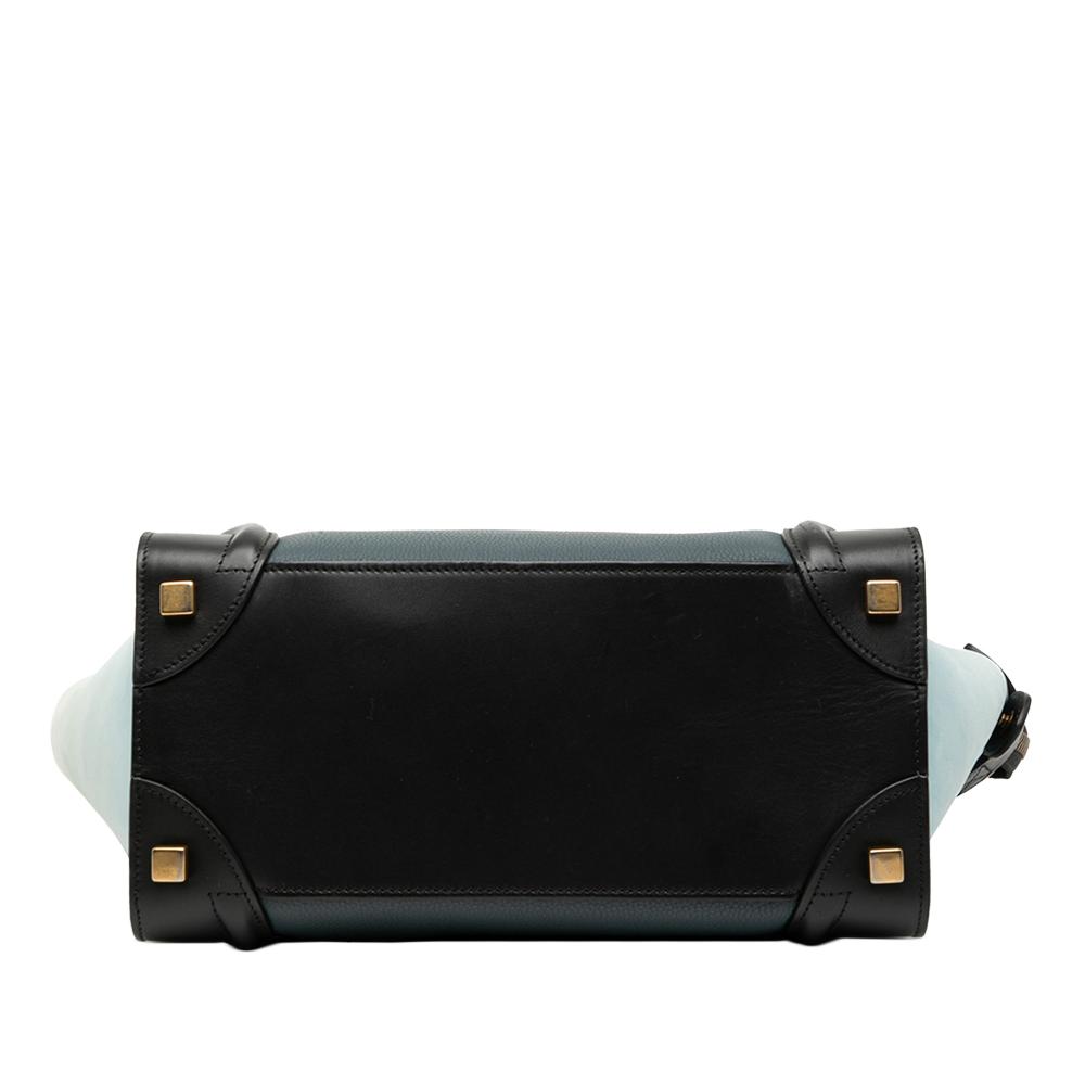 Celine B Celine Blue Dark Blue Calf Leather Micro Tricolor Nubuck and Drummed skin Luggage Tote Italy