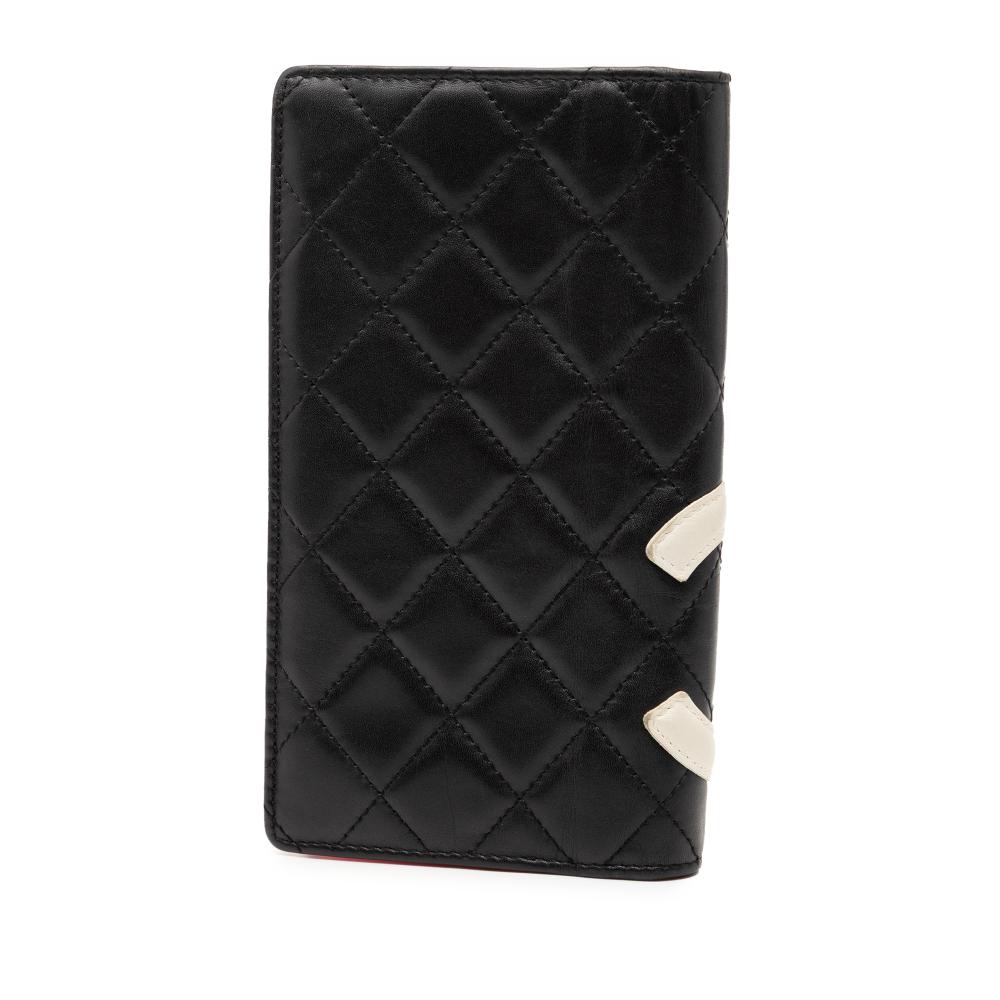 Chanel AB Chanel Black Lambskin Leather Leather Quilted Lambskin Cambon Ligne Bifold Wallet Italy