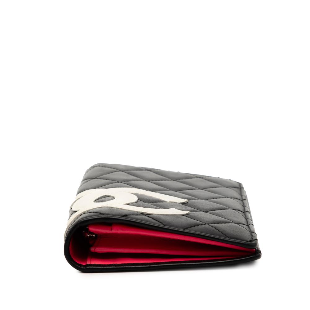 Chanel AB Chanel Black Lambskin Leather Leather Quilted Lambskin Cambon Ligne Bifold Wallet Italy