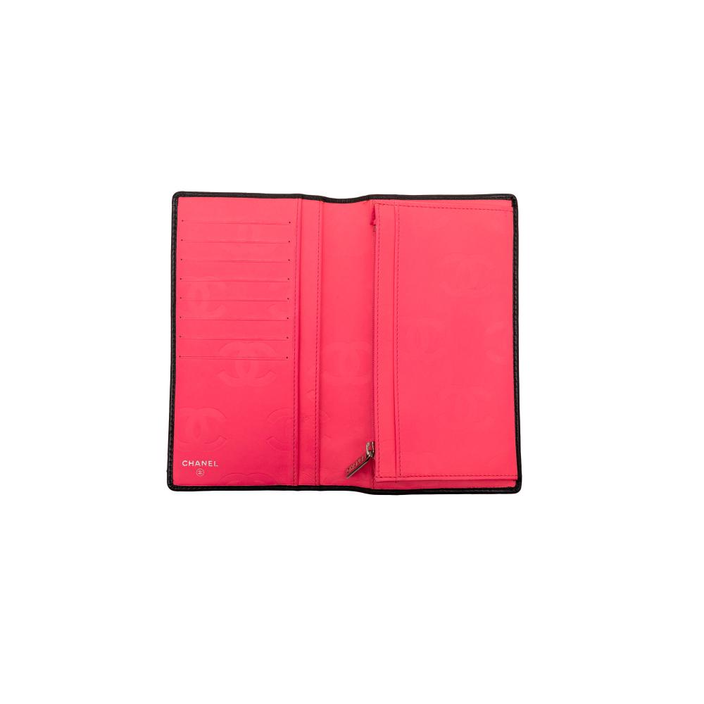 Chanel AB Chanel Black Lambskin Leather Leather Quilted Lambskin Cambon Ligne Bifold Wallet Italy