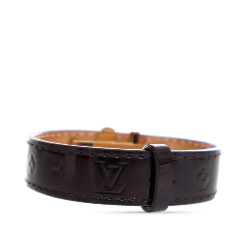Louis Vuitton AB Louis Vuitton Brown Dark Brown Calf Leather Monogram Vernis Bloom It Bracelet 17 Spain