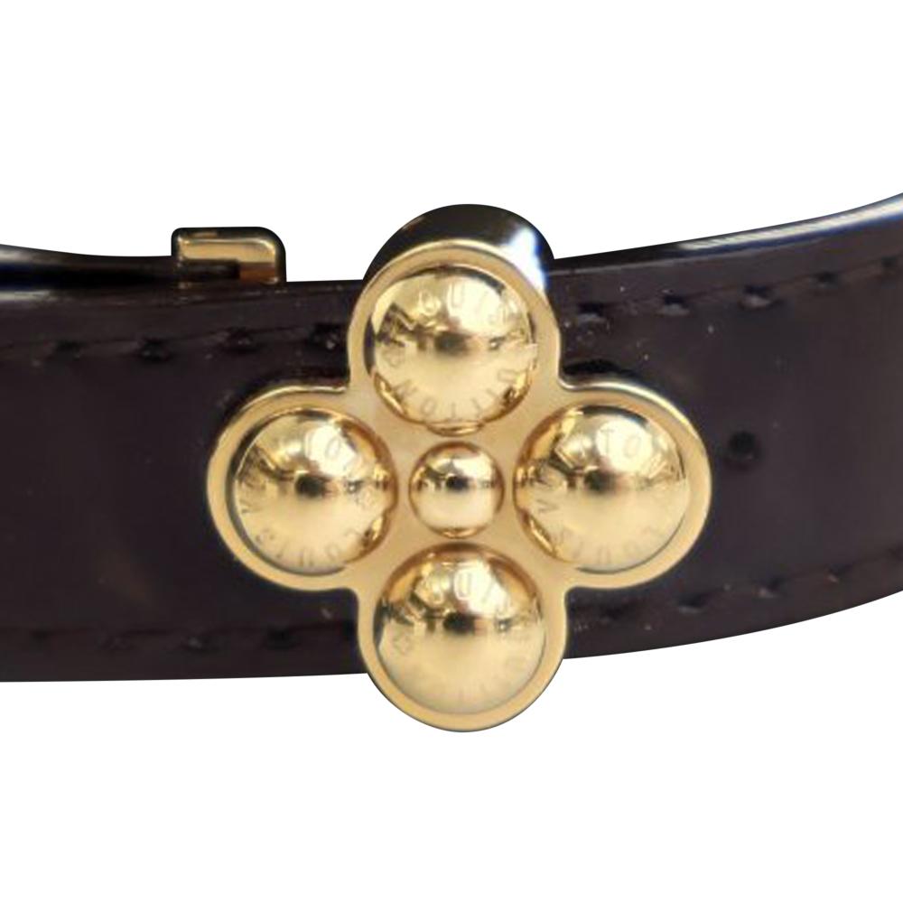 Louis Vuitton AB Louis Vuitton Brown Dark Brown Calf Leather Monogram Vernis Bloom It Bracelet 17 Spain
