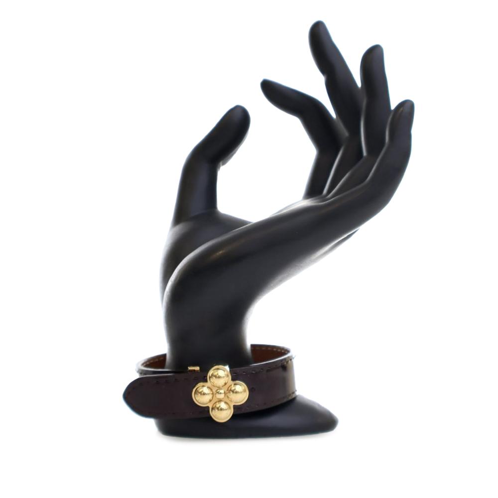 Louis Vuitton AB Louis Vuitton Brown Dark Brown Calf Leather Monogram Vernis Bloom It Bracelet 17 Spain