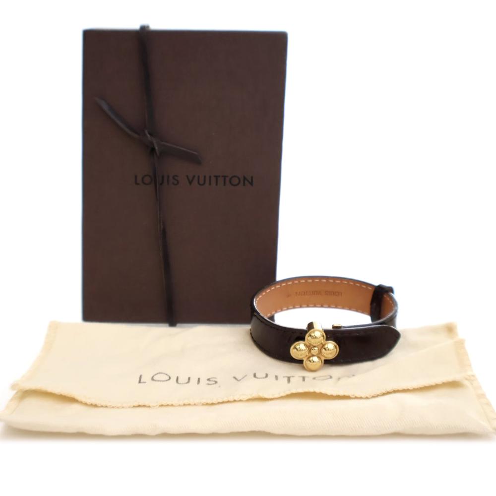Louis Vuitton AB Louis Vuitton Brown Dark Brown Calf Leather Monogram Vernis Bloom It Bracelet 17 Spain