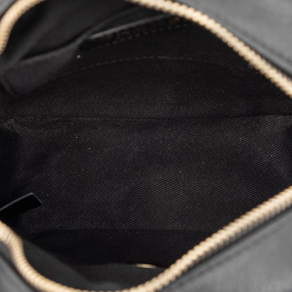 Chanel AB Chanel Black Goatskin Leather Stitched Casual Trip North South Camera Case Italy