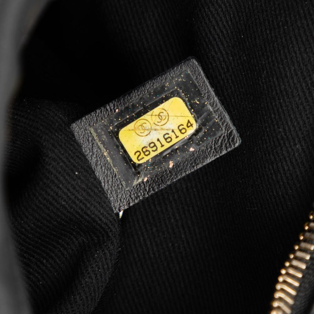 Chanel AB Chanel Black Goatskin Leather Stitched Casual Trip North South Camera Case Italy