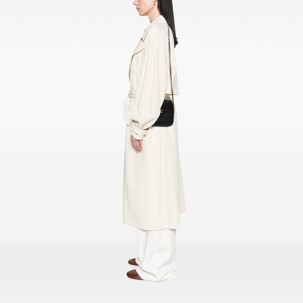 Chanel AB Chanel Black Goatskin Leather Stitched Casual Trip North South Camera Case Italy