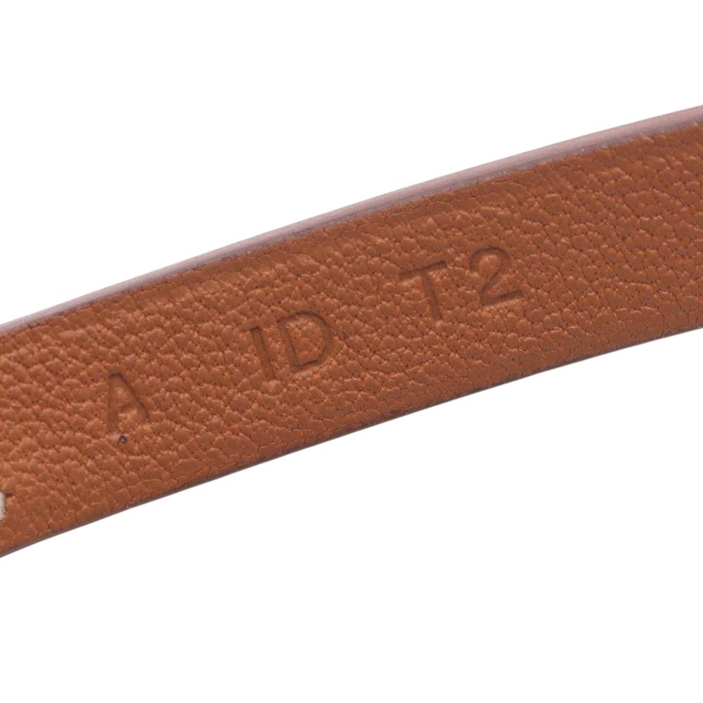 Hermès AB Hermès Brown with Gold Calf Leather Swift Gold Plated Etrier Double Tour Bracelet France